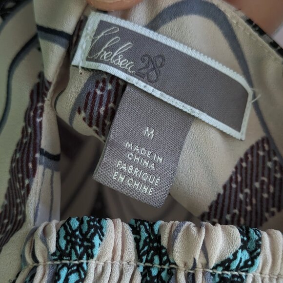 Chelsea28 Art Deco Geometric Patterned Sleeveless Blouse Tank Top Size Medium - Picture 9 of 11